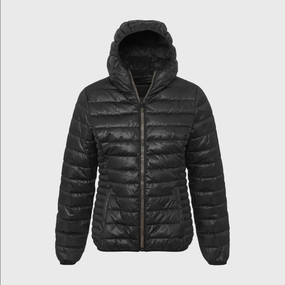 Anne Fontaine Loki Quilted Hoodie Puffer Jacket, Black, Size 40 (fits S/M)